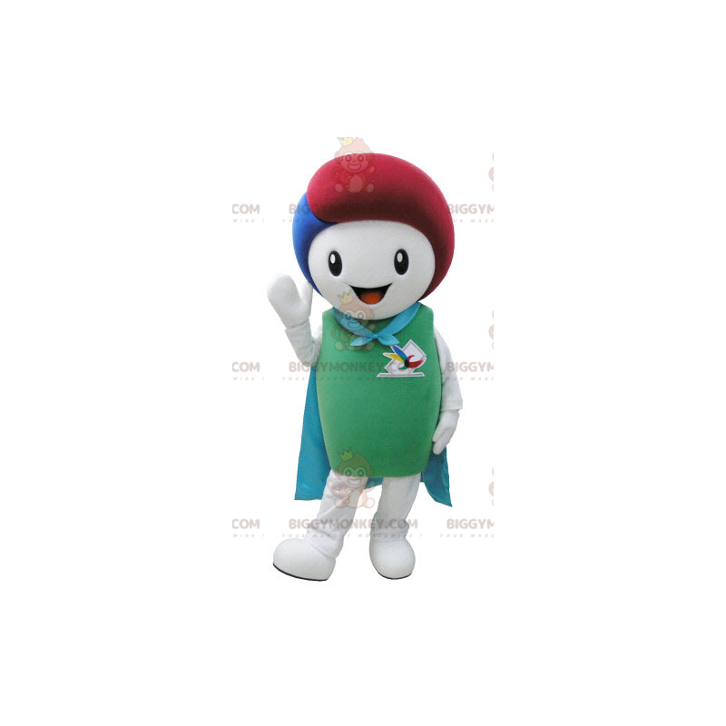 BIGGYMONKEY™ White Man Mascot Costume with Cape and Colored