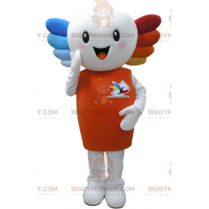 Traje de mascote BIGGYMONKEY™ homem branco muito sorridente com