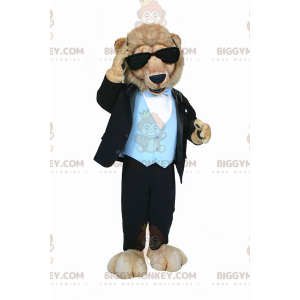 Lion BIGGYMONKEY™ mascottekostuum gekleed in zeer stijlvol