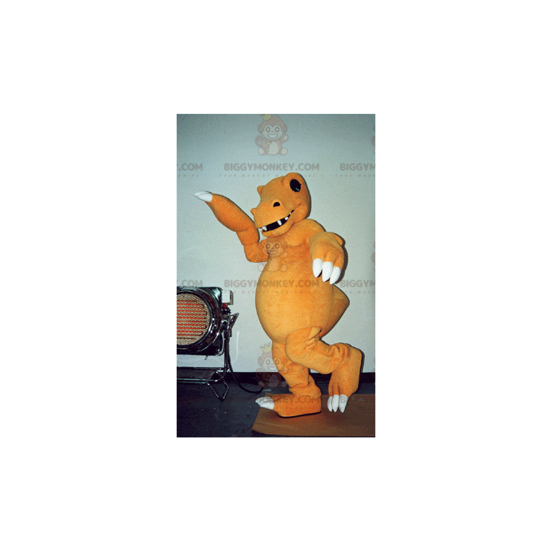 Traje de mascote BIGGYMONKEY™ de dinossauro laranja e branco