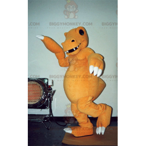 Disfraz de mascota BIGGYMONKEY™ de dinosaurio naranja y blanco