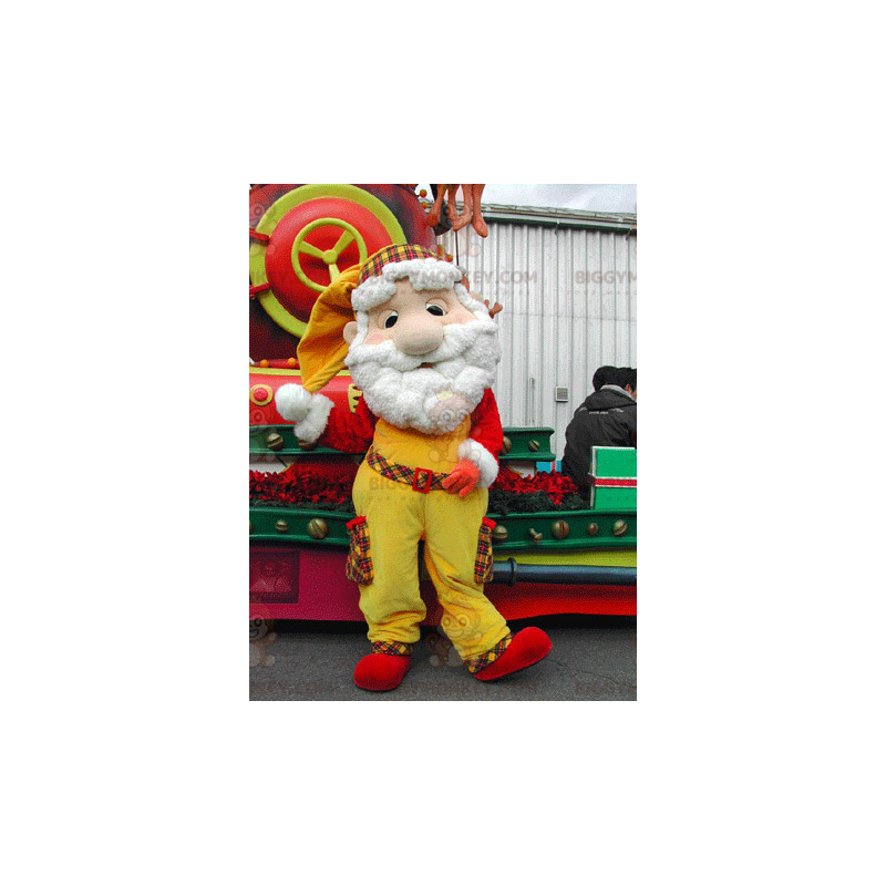 Santa Claus BIGGYMONKEY™ Maskottchenkostüm in Gelb und Rot -