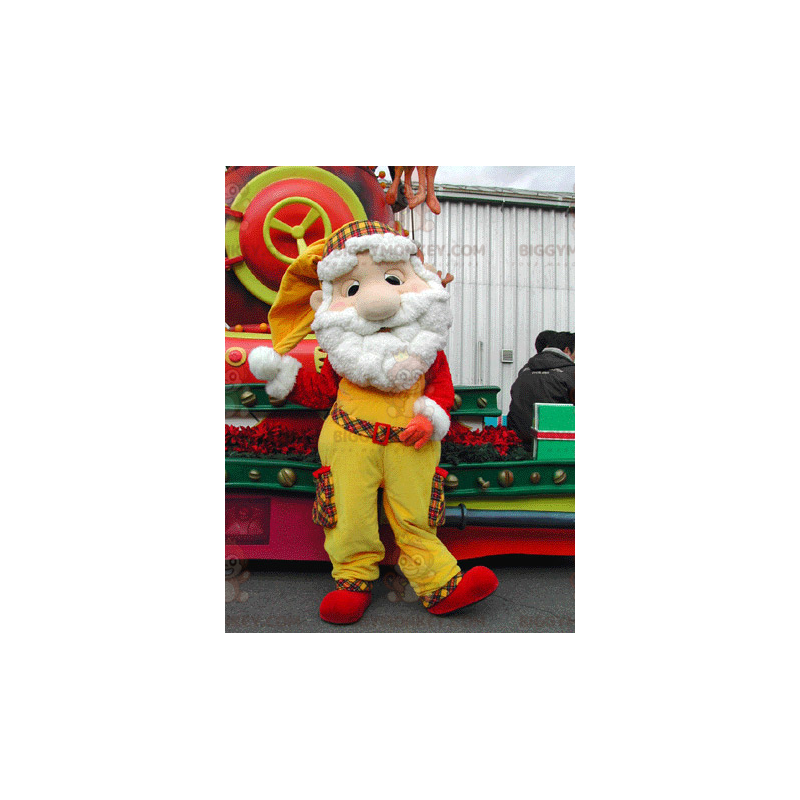 Traje de mascote do Papai Noel BIGGYMONKEY™ vestido de amarelo
