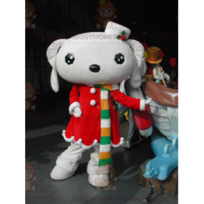 Costume de mascotte BIGGYMONKEY™ de lapin blanc habillé d'une