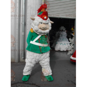 White Sheep BIGGYMONKEY™ Mascot Costume Dressed As Corporal