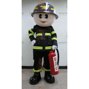 Disfraz de mascota bombero BIGGYMONKEY™ en uniforme negro y