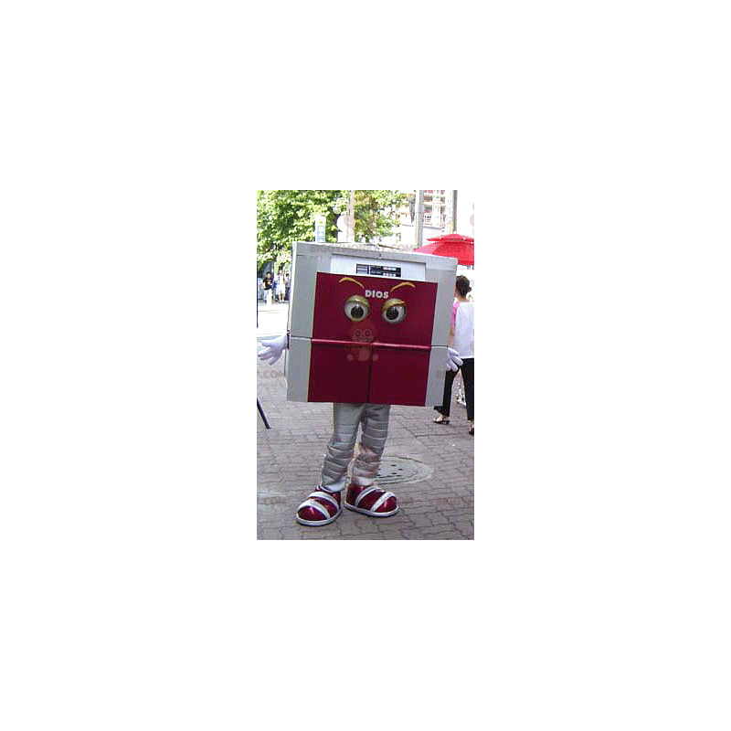 Fierce Looking Gray And Red Square BIGGYMONKEY™ Mascot Costume
