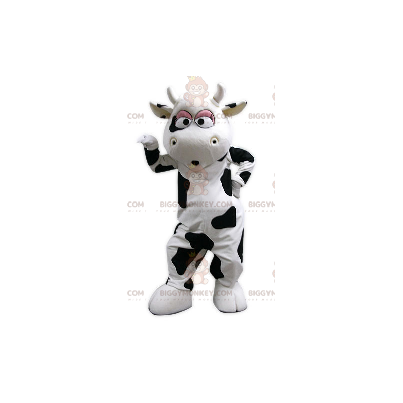 Costume mascotte BIGGYMONKEY™ da mucca gigante in bianco e nero