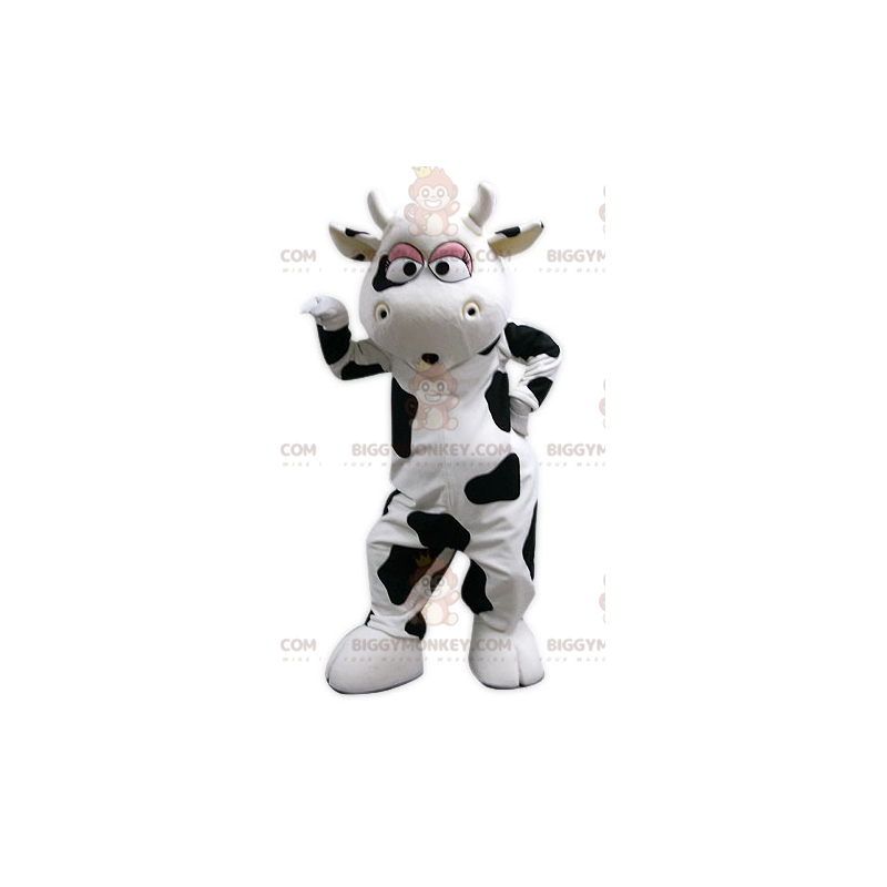 Traje de mascote de vaca gigante preto e branco BIGGYMONKEY™ –