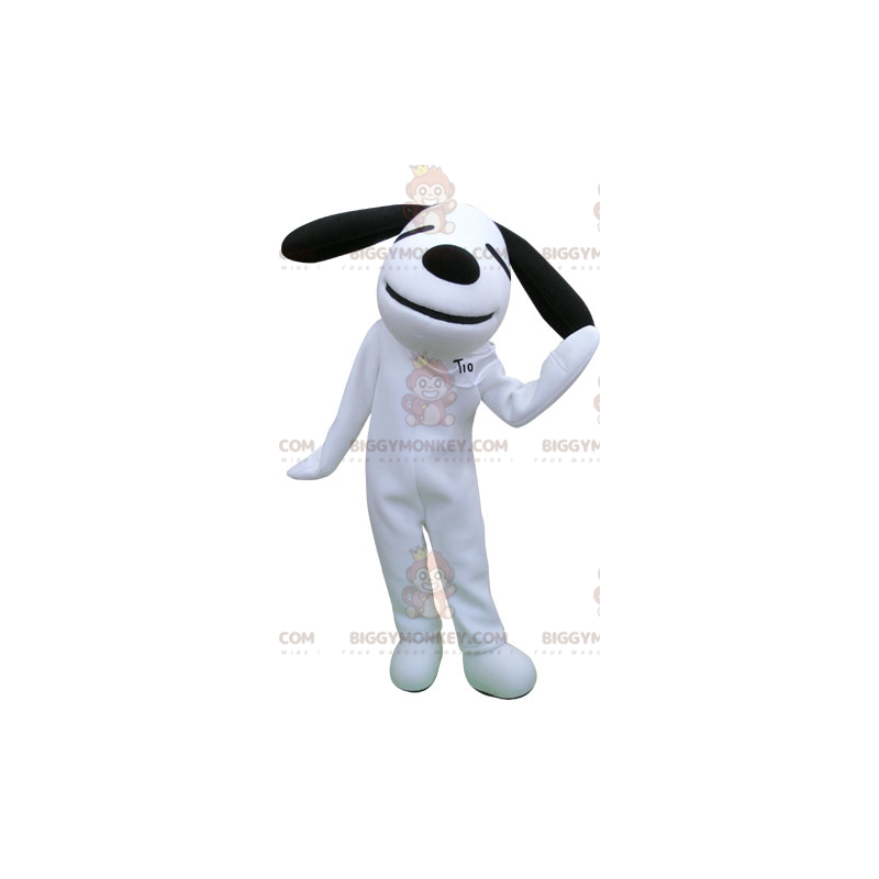 Costume de mascotte BIGGYMONKEY™ de chien blanc et noir.