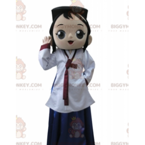 Costume de mascotte BIGGYMONKEY™ de fillette asiatique brune.