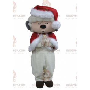 Costume de mascotte BIGGYMONKEY™ de mouton blanc habillé en