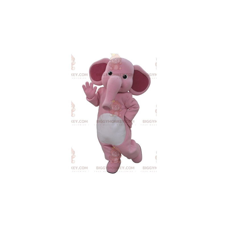 Pink og hvid elefant BIGGYMONKEY™ maskotkostume. Elefant