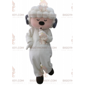 Traje de mascote de ovelha branca e cinza BIGGYMONKEY™ com