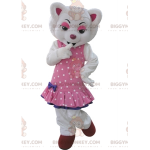 Disfraz de mascota BIGGYMONKEY™ de lobo blanco vestido con un