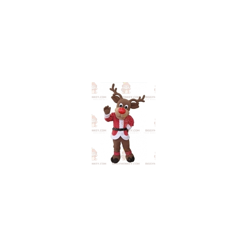 Disfraz de mascota BIGGYMONKEY™ de reno navideño con atuendo