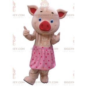 BIGGYMONKEY™ Maskottchenkostüm Rosa Schwein mit blauen Augen