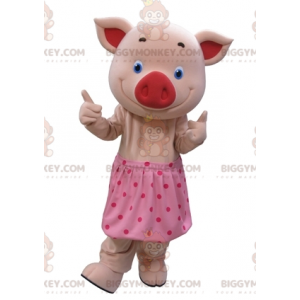Costume de mascotte BIGGYMONKEY™ de cochon rose avec les yeux