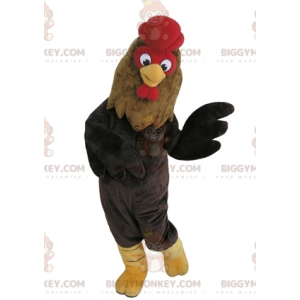 Costume da mascotte gigante marrone nero e gallo rosso