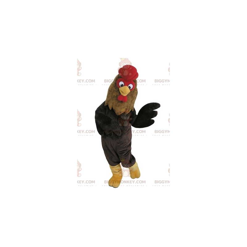 Giant Brown Black & Red Rooster BIGGYMONKEY™ Mascot Costume -