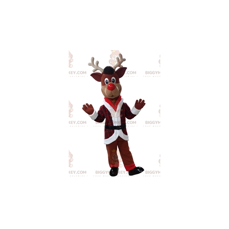 Costume de mascotte BIGGYMONKEY™ de renne de Noël en tenue