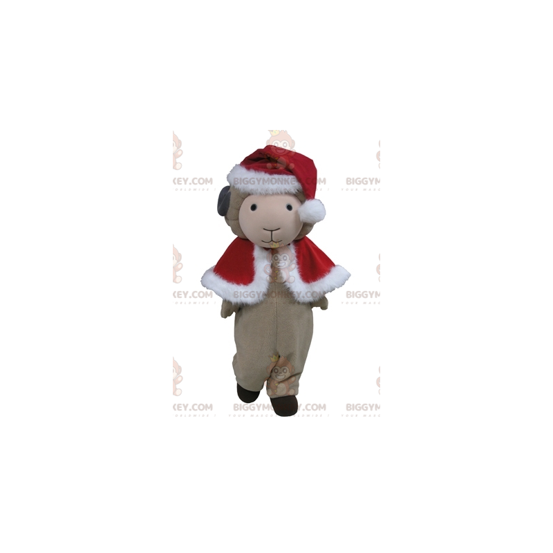 Disfraz de mascota BIGGYMONKEY™ Oveja gris con traje rojo