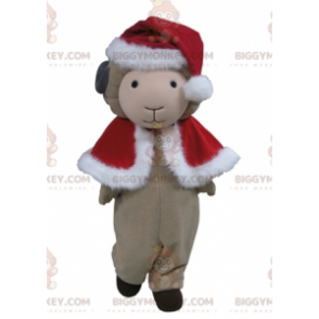 BIGGYMONKEY™ Costume da mascotte Pecora grigia in abito rosso