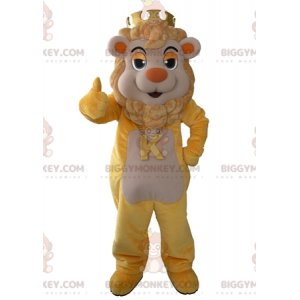 Disfraz de mascota BIGGYMONKEY™ de león amarillo y beige con