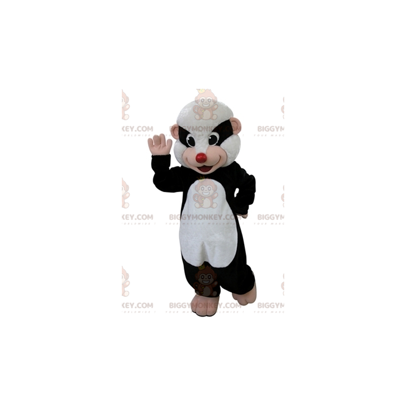 Costume de mascotte BIGGYMONKEY™ de putois noir et blanc.