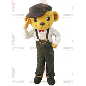 BIGGYMONKEY™ Gelbes Bären-Maskottchen-Kostüm im Overall mit