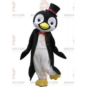 Sort og hvid pingvin BIGGYMONKEY™ maskotkostume med høj hat -