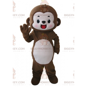 Costume de mascotte BIGGYMONKEY™ de singe marron et blanc très