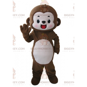 Very Smiling Brown and White Monkey BIGGYMONKEY™ Mascot Costume