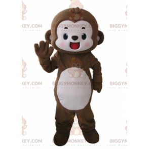 Costume de mascotte BIGGYMONKEY™ de singe marron et blanc très