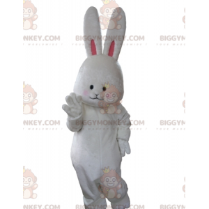 Traje de mascote BIGGYMONKEY™ Coelho branco macio e fofo com