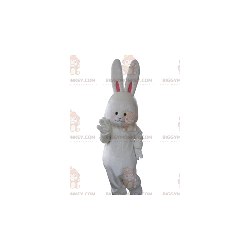 BIGGYMONKEY™ Mascot Costume Soft and Cute White Rabbit with Big