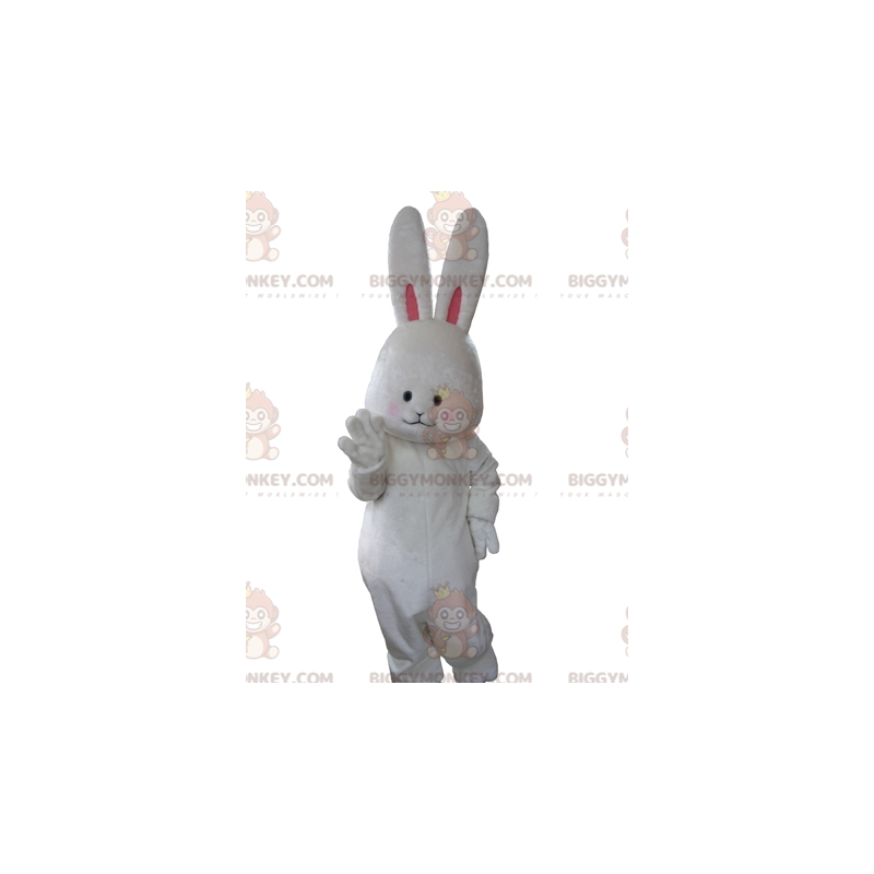 BIGGYMONKEY™ Maskotdräkt Mjuk och söt vit kanin med stora öron