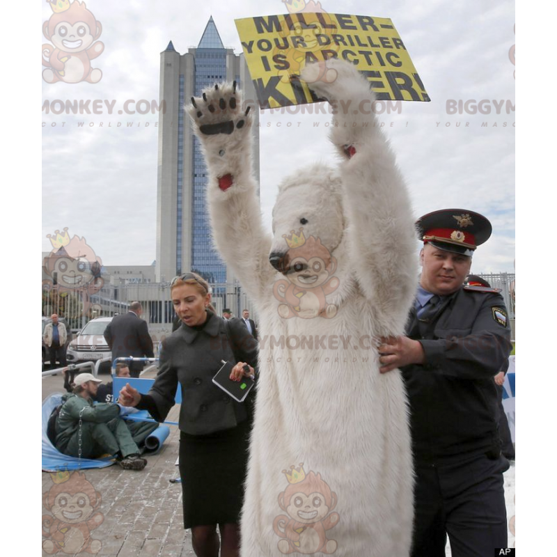 White Bear Polar Bear BIGGYMONKEY™ Maskotdräkt - BiggyMonkey