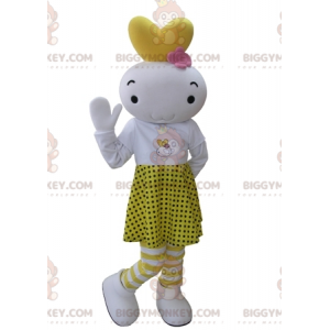 Costume de mascotte BIGGYMONKEY™ de bonhomme blanc et jaune