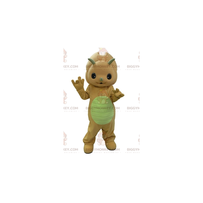 Costume da mascotte BIGGYMONKEY™ dinosauro arancione e giallo