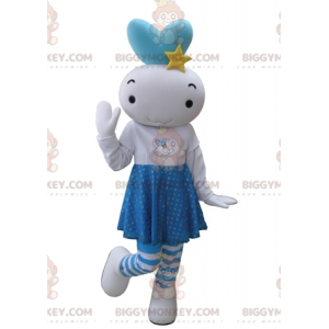 Kostium maskotka biało-niebieski bałwan olbrzymia lalka