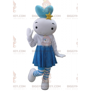 Κοστούμι μασκότ BIGGYMONKEY™ Giant Doll White and Blue Snowman