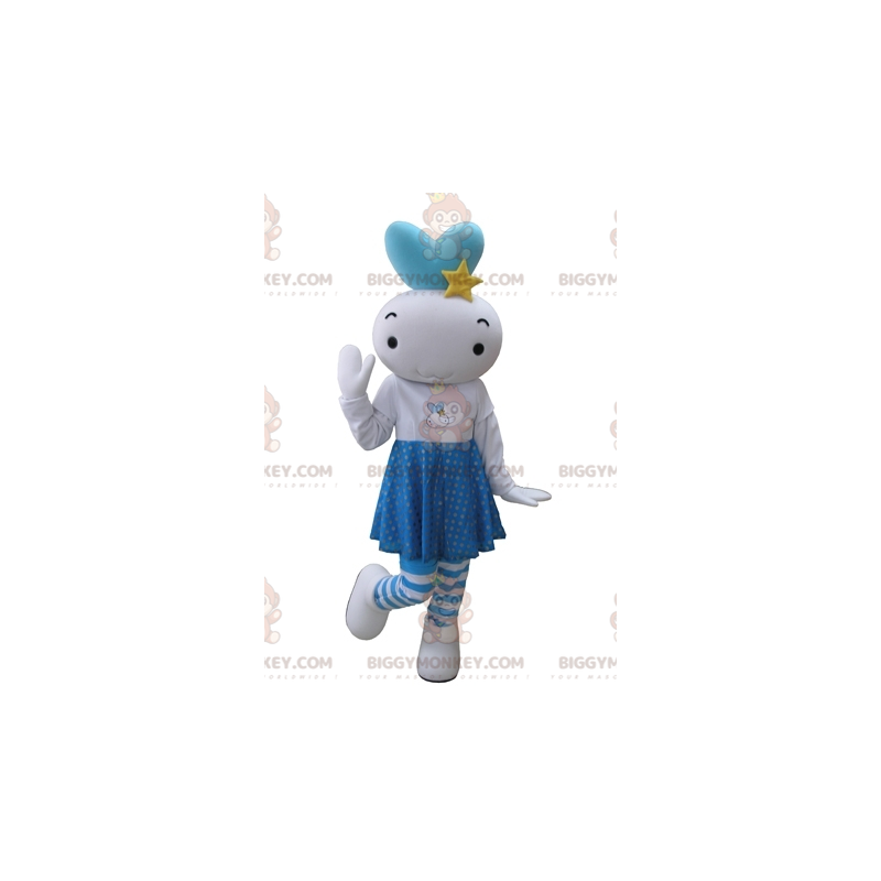 BIGGYMONKEY™ Costume da mascotte pupazzo di neve bianco e blu