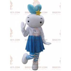 Costume de mascotte BIGGYMONKEY™ de bonhomme blanc et bleu de