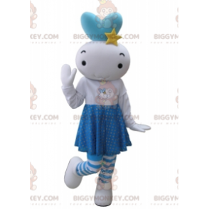 Fantasia de mascote de boneco de neve gigante branco e azul