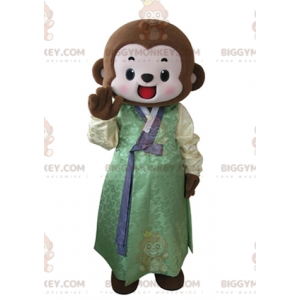 Disfraz de mascota mono marrón BIGGYMONKEY™ vestido con túnica