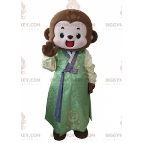 Brown Monkey BIGGYMONKEY™ Mascot Costume Dressed in Yellow and