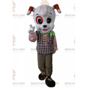 Costume da mascotte BIGGYMONKEY™ cane bianco e arancione vesti