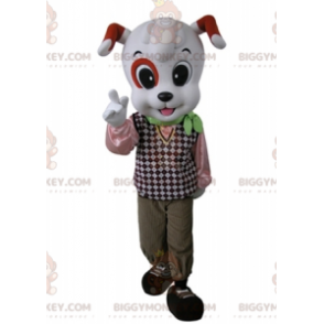Costume de mascotte BIGGYMONKEY™ de chien blanc et orange