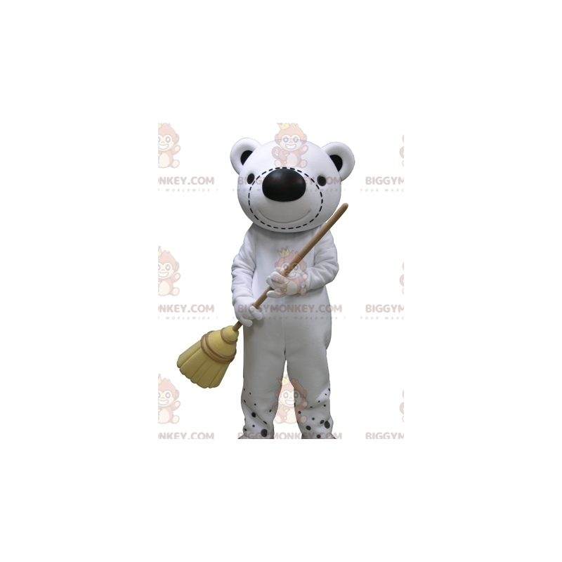 Γιγαντιαία λευκή και μαύρη στολή μασκότ αρκουδάκι BIGGYMONKEY™